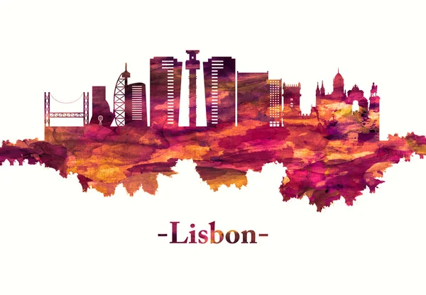 Lisbon Portugal Skyline Red — Stock Photo, Image