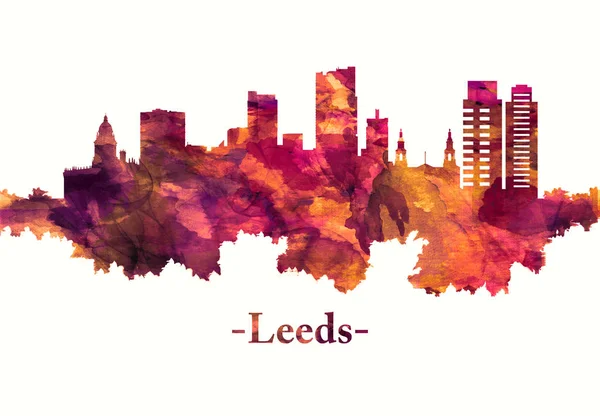 Skyline Leeds Inglaterra Rojo — Foto de Stock