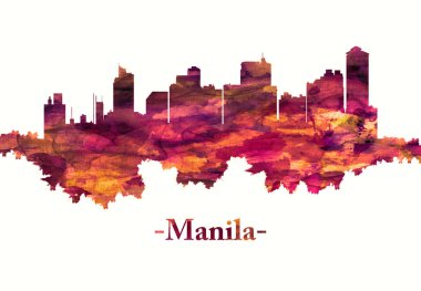 Kırmızı Manila şehir Filipinler silueti