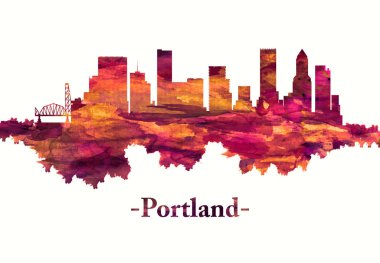 Kırmızı Portland Oregon silueti