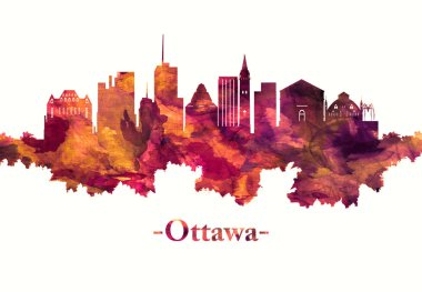 Kırmızı Ottawa Kanada silueti