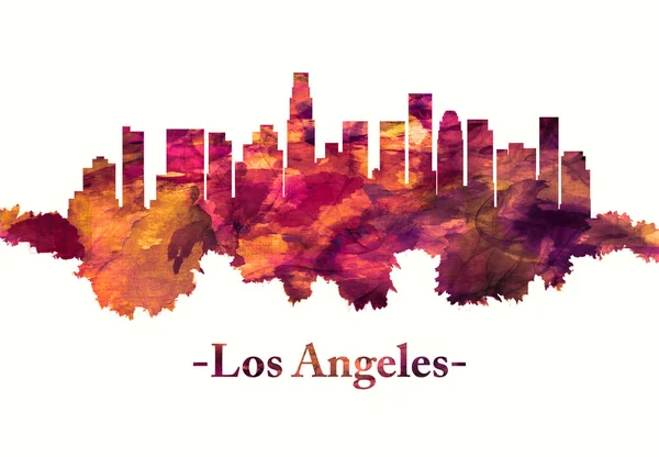 Los Angeles California Skyline Het Rood — Stockfoto