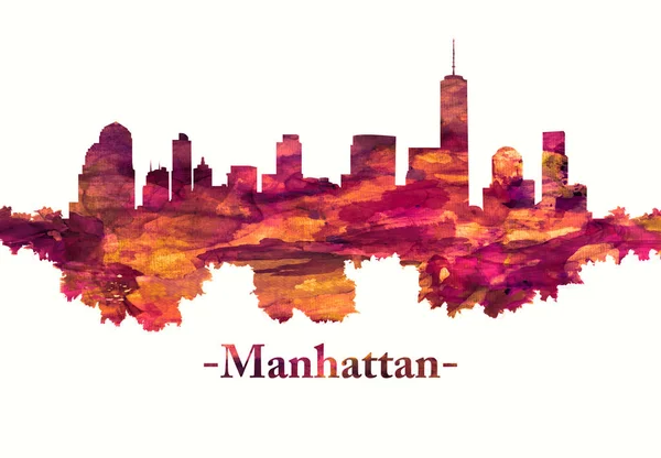 Manhattan Nova Iorque Skyline Vermelho — Fotografia de Stock