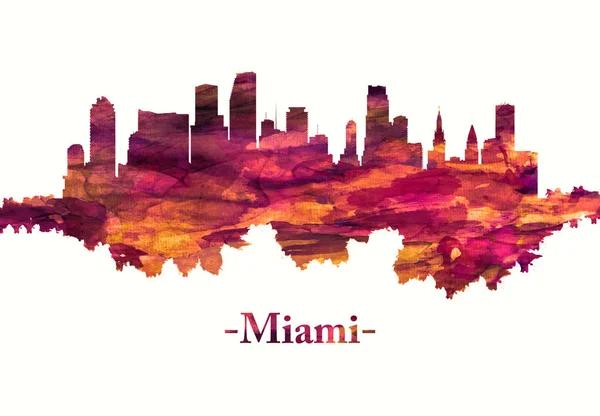 Miami Florida Skyline Red — Stock Photo, Image