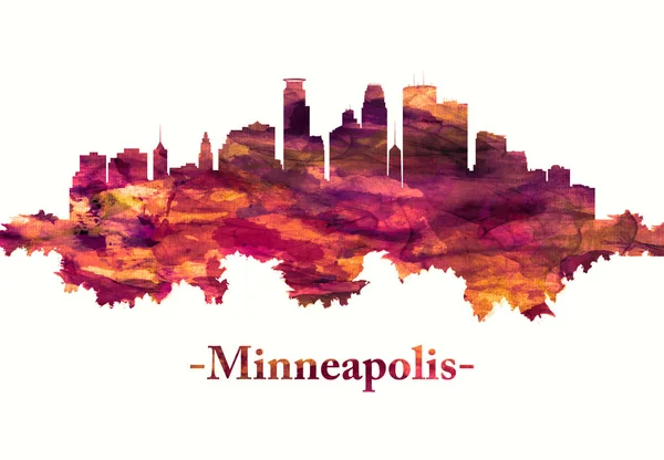 Kırmızı Minneapolis Minnesota Silueti — Stok fotoğraf
