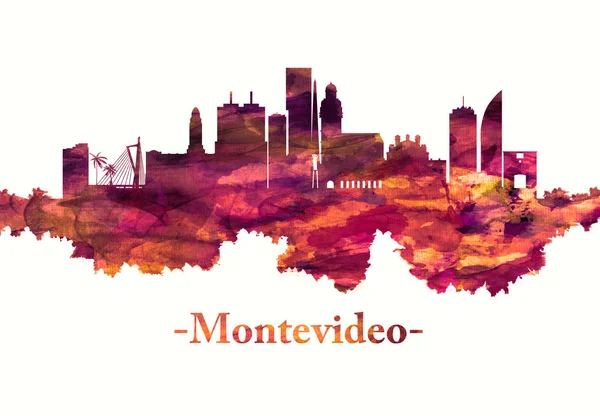 Montevideo Uruguay Skyline Rojo — Foto de Stock