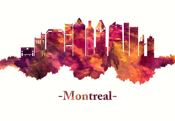 Montreal Kanada Silueti Kırmızı — Stok fotoğraf