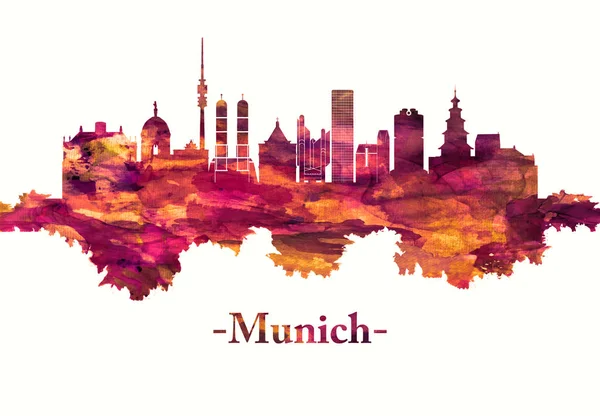 Munich Germany Skyline Red — Stock Photo, Image