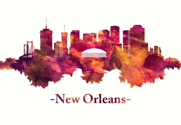 New Orleans Louisiana Skyline Red — Stock Photo, Image