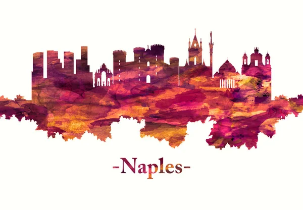 Naples Italy Skyline Red — Stock Photo, Image