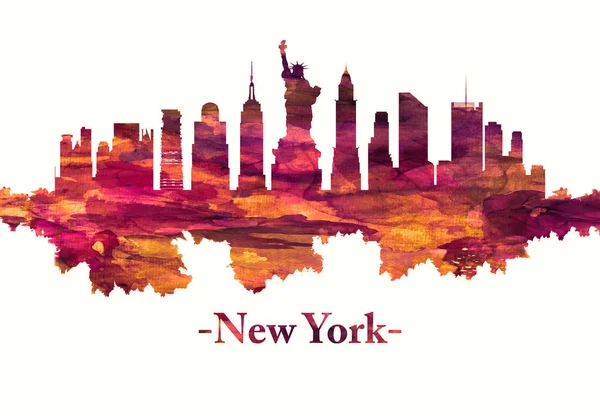 Красный Цвет Горизонта Нью Йорка — стоковое фото