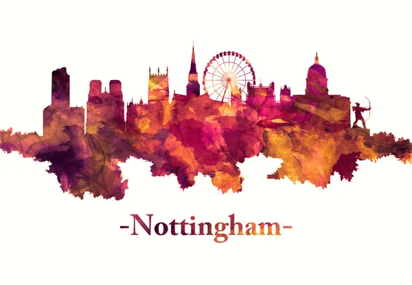 Nottingham England Skyline Red — Stock Photo, Image