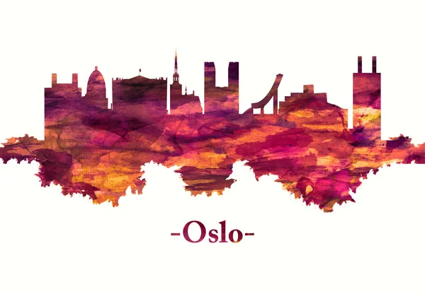 Oslo Noruega Skyline Rojo — Foto de Stock