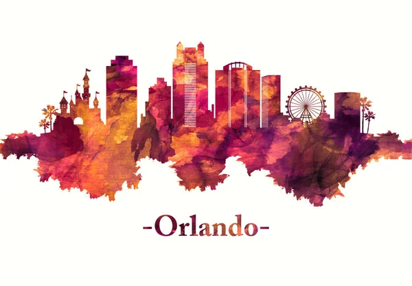 Orlando Florida Skyline Red — Stock Photo, Image