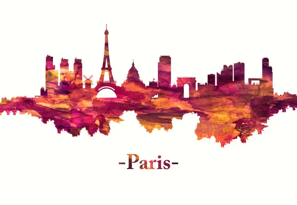 Paris França Skyline Vermelho — Fotografia de Stock