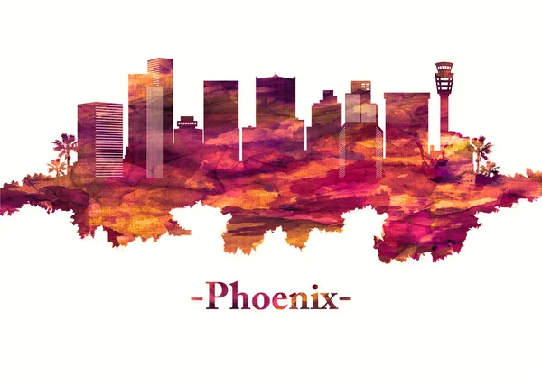 Phoenix Arizona Skyline Kolorze Czerwonym — Zdjęcie stockowe