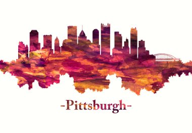 Kırmızı Pittsburgh Pennsylvania silueti