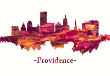 Providence Rhode Island silueti kırmızı