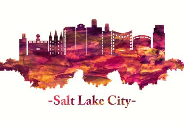 Kırmızı Salt Lake City Utah silueti