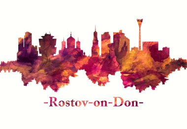Rostov-on-Don Rusya silueti kırmızı