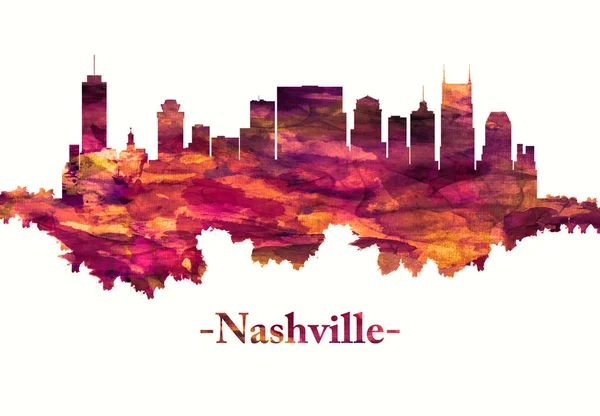 Nashville Tennessee Skyline Kolorze Czerwonym — Zdjęcie stockowe