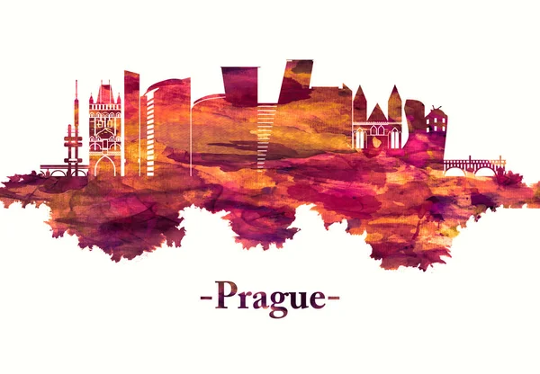 Praga República Checa Skyline Rojo — Foto de Stock