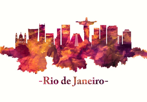 Kırmızı Rio de Janeiro Brezilya silueti