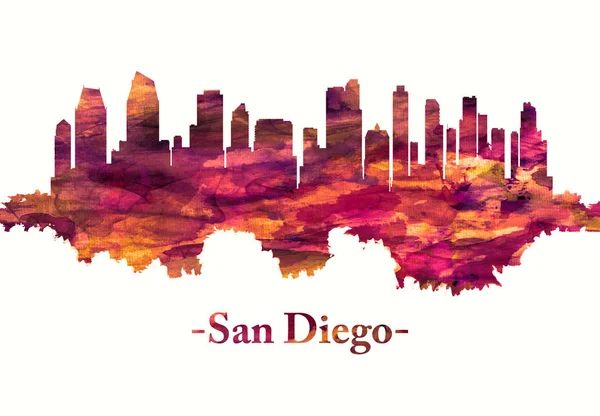 San Diego California Skyline Red — Stock Photo, Image