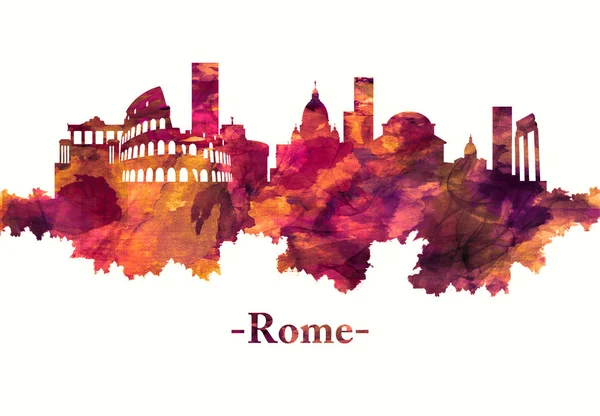 Roma Itália Skyline Vermelho — Fotografia de Stock