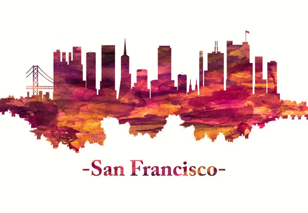 San Francisco California Skyline Rött — Stockfoto