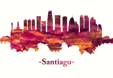 Kırmızı Santiago Şili silueti