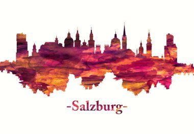 Salzburg Avusturya silueti kırmızı