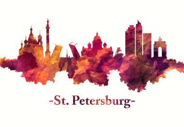 Kırmızı St Petersburg Rus silueti