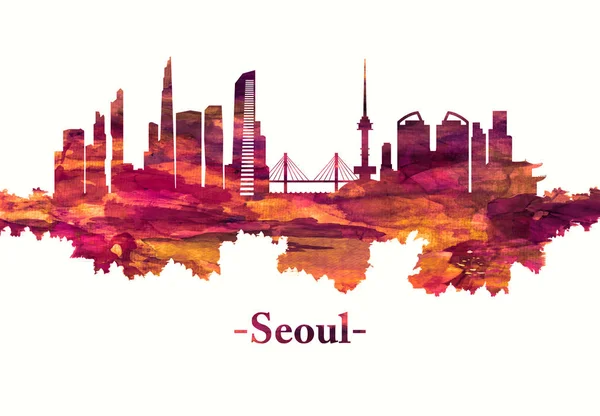 Seul Korea Południowa Skyline Kolorze Czerwonym — Zdjęcie stockowe