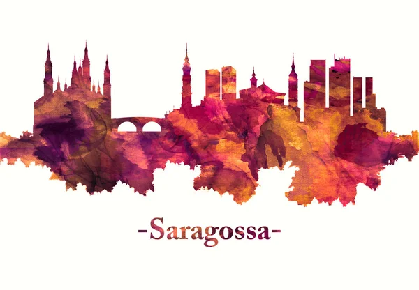 Saragossa Spanien Skyline Rot — Stockfoto