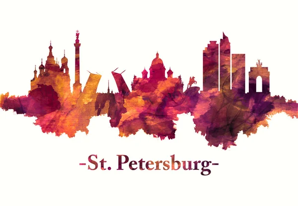 Petersburg Russian Skyline Red — Stock Photo, Image