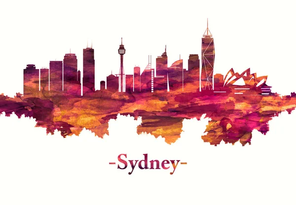Kırmızı Sydney Avustralya silueti