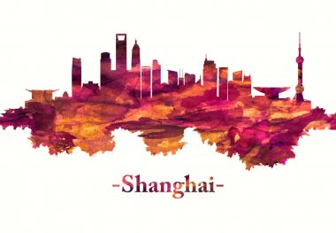 Kırmızı Şangay Çin silueti
