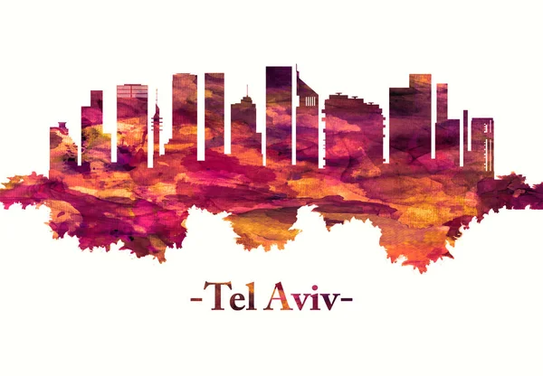 Tel Aviv Israel Skyline Rot — Stockfoto