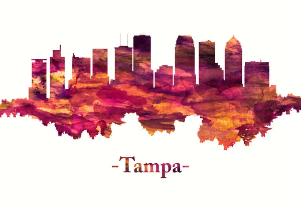 Tampa Florida Skyline Red — Stock Photo, Image