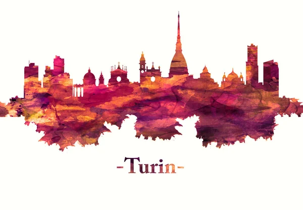 Turin Italien Skyline Rot — Stockfoto