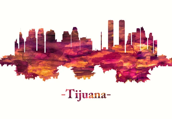 Tijuana Mexico Skyline Het Rood — Stockfoto