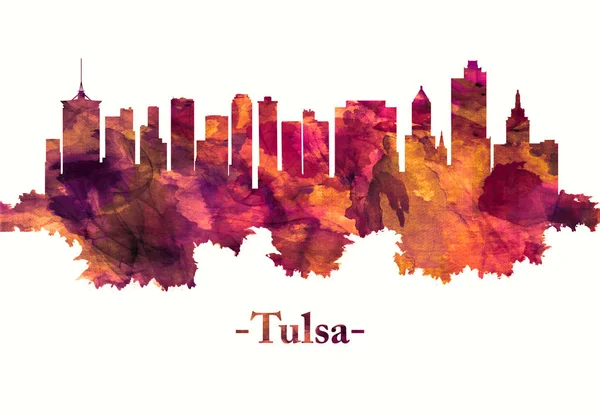 Tulsa Oklahoma Skyline Kolorze Czerwonym — Zdjęcie stockowe