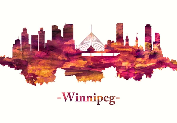 Winnipeg Canada Skyline Rot — Stockfoto