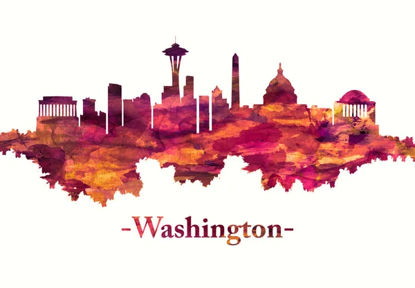 Вашингтон Skyline Червоним Кольором — стокове фото