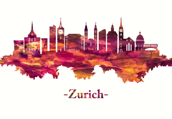 Zürich Schweiz Skyline Rot — Stockfoto