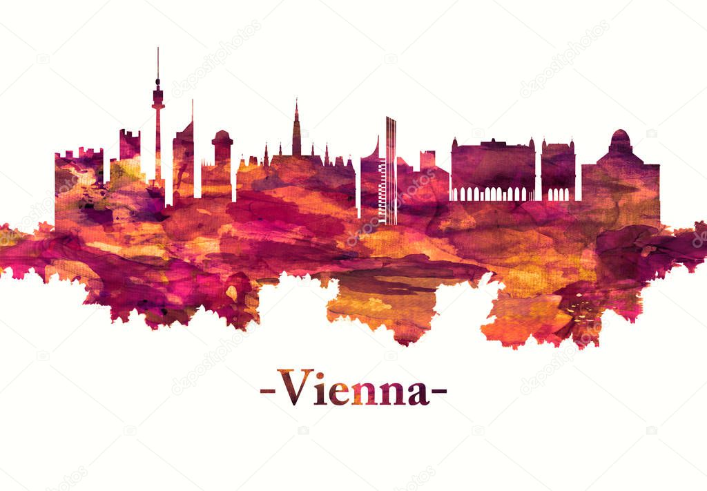 Vienna Austria skyline in red