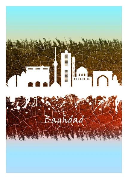 Blau Weiße Skyline Von Baghdad Der Hauptstadt Und Größten Stadt — Stockfoto