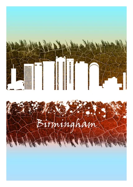 Kék Fehér Birmingham Skyline Nagy Város Englands West Midlands Régió — Stock Fotó