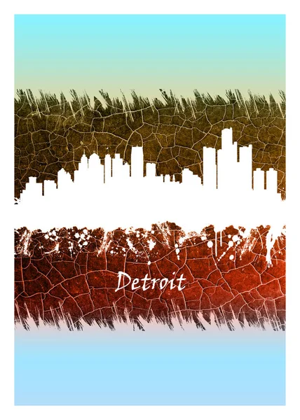 Blau Weiße Skyline Von Detroit Der Größten Stadt Mittelwestlichen Staat — Stockfoto